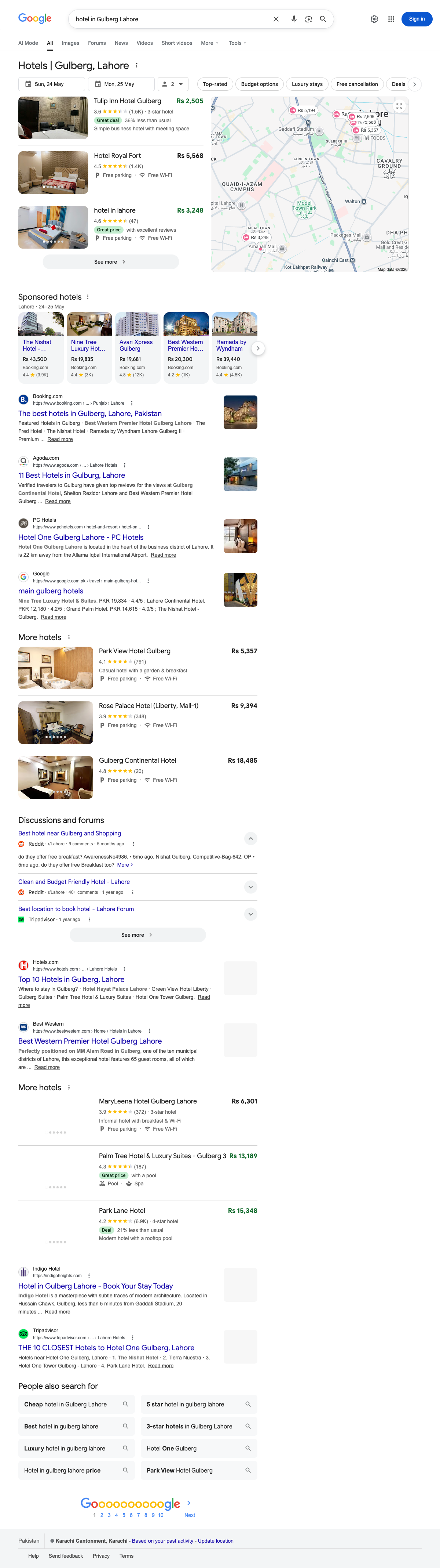 hotel in Gulberg Lahore SERP